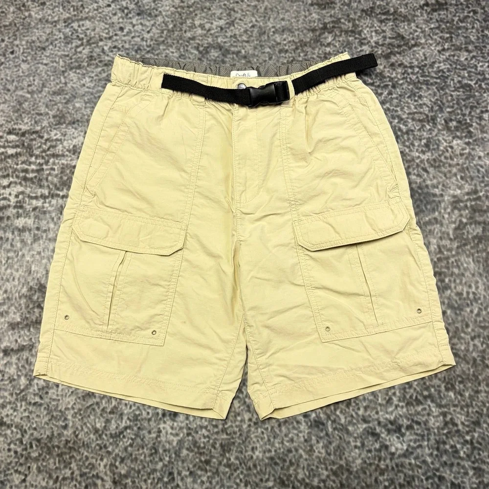 Craft & Barrow Cargo Shorts Mens 32 Tan Adjustable Waist Utility Outdoor Skater